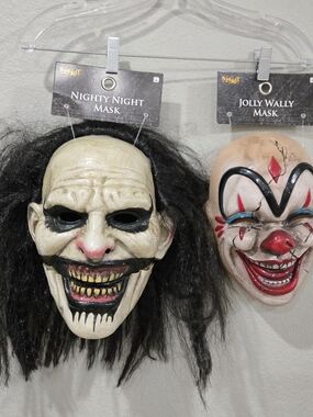 Pair Of Creepy Spirit Halloween Masks Nighty Night And Jolly Wally